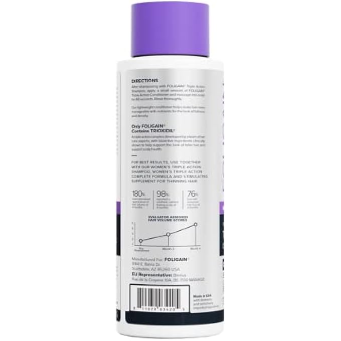 FOLIGAIN TRIPLE ACTION CONDITIONER FOR THINNING HAIR FOR WOMEN WITH 2% TRIOXIDIL | HAIR STIMULATING CONDITIONER | WOMEN'S VOLUMIZING CONDITIONER (16OZ) (15244) - Image 3